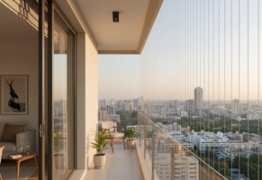Modern balcony with invisible grills